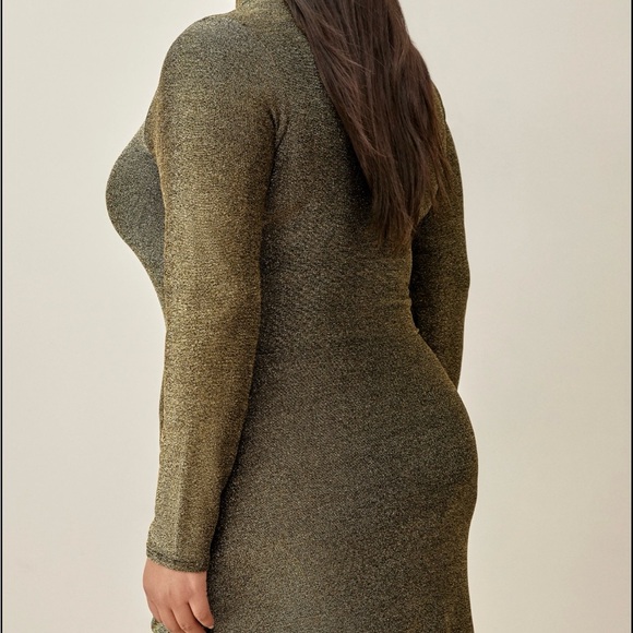 New Gold Reformation Paprika Long Sleeve Mock Neck Mini Dress 1x - Picture 8 of 9